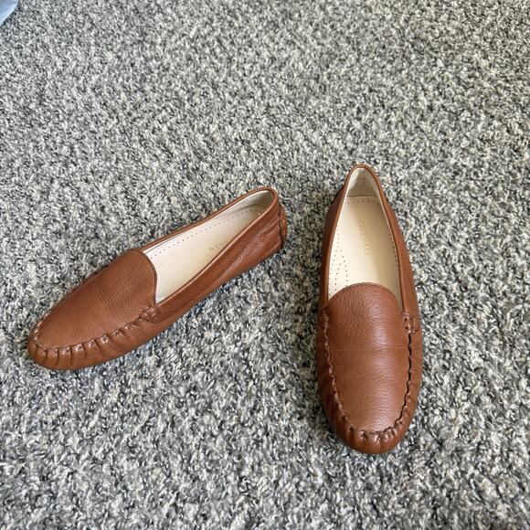 Cole Haan Emmie Drivers 7.5 B Brown Leather Flats Round Toe Shoes Excellent - Picture 2 of 10